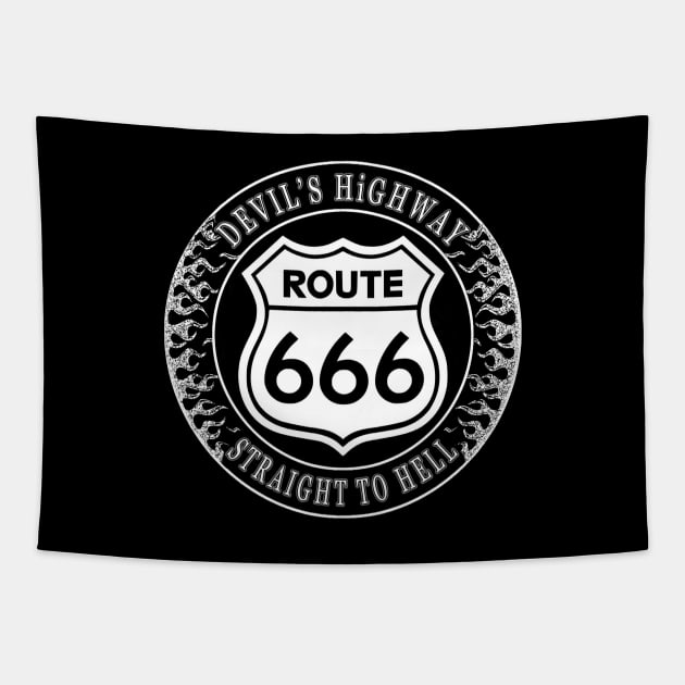 Route 666 Tapestry by CosmicAngerDesign