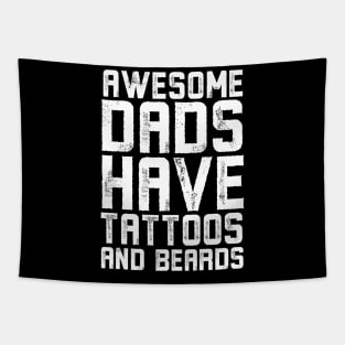 Mens Awesome Dads Have Tattoos And Beards Shirt Fathers Day Gift Tapestry