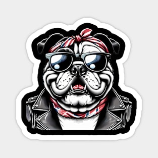 Funny English Bulldog with Sunglasses Magnet