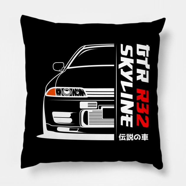 Front JDM R32 Pillow by GoldenTuners