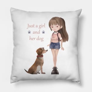 Downtown Girl And Her Dog Pillow