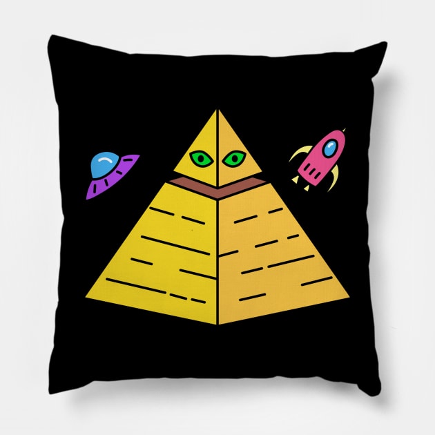 Pyramid Ufo Pillow by Mooxy