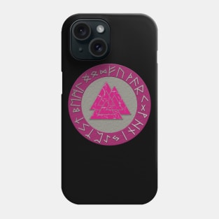 Vikings Distressed Valknut and Runes Pink and Silver Phone Case