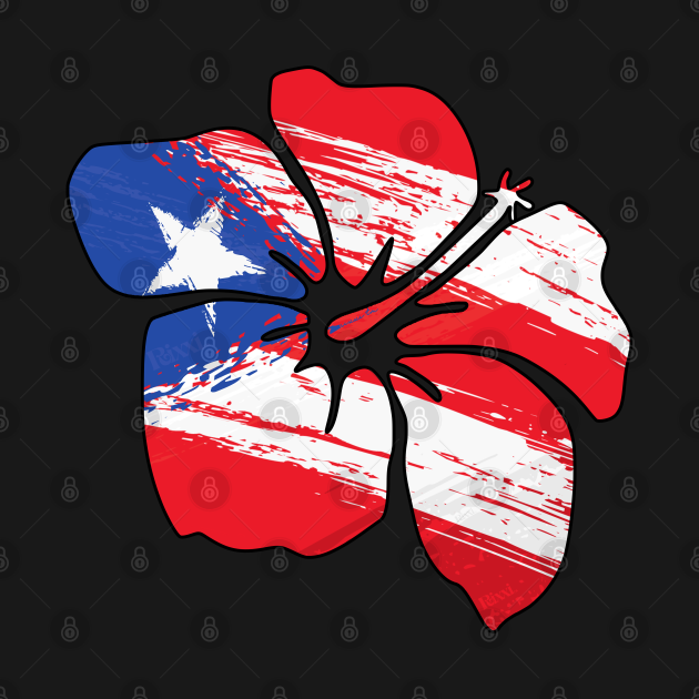 Puerto Rico Pride Flag Hibiscus Flower Vintage Boricua Puerto Rico