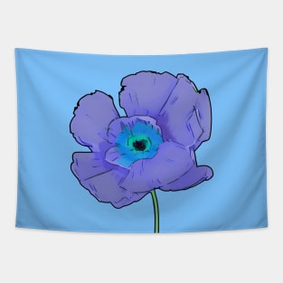 Digital Colored Poppy Flower Sketch (MD23Mrl003c) Tapestry