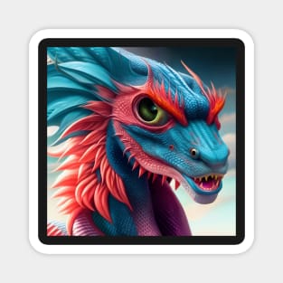 Baby Blue Dragon with Pink Spikes and Big Green Eyes Magnet