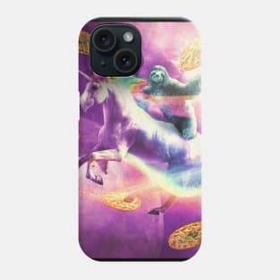 Space Sloth Riding On Flying Unicorn With Pizza Phone Case