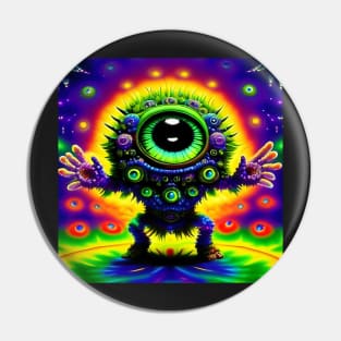 Alien Robot Psychedelic Martian Little Green Man Pin