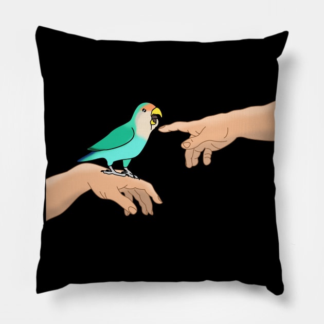 Michelangelo Dutch Blue Lovebird Pillow by FandomizedRose