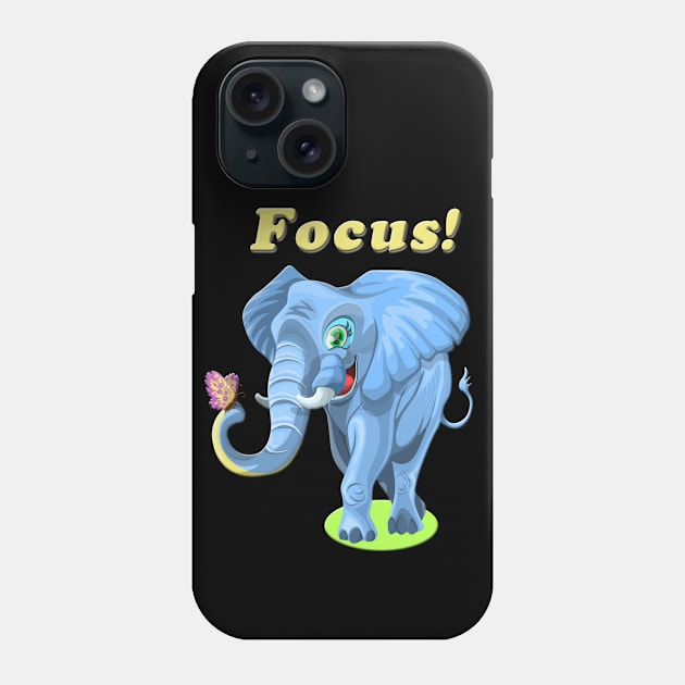 FOCUS Elephant with Butterfly Phone Case by TigsArts