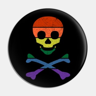 Weathered Rainbow Gay Pride Jolly Roger Pin