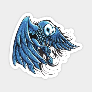 blue owl body illustration Magnet