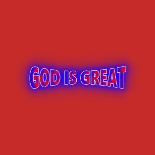 NEON RETRO RED WHITE & BLUE GOD IS GREAT T-Shirt