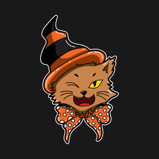 Halloween Cat With Witches Hat T-Shirt