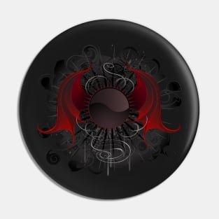 Gothic round banner with the red wings dragon Pin