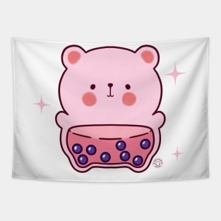 Pink Boba Bear Tapestry