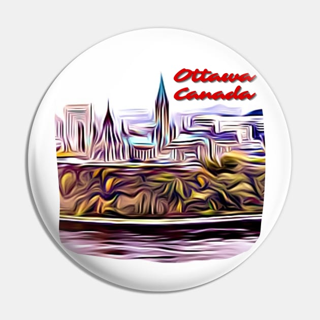 Ottawa Canada Skyline Painting Pin by YegMark