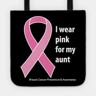 Breast cancer ribbon for aunt with white type Tote