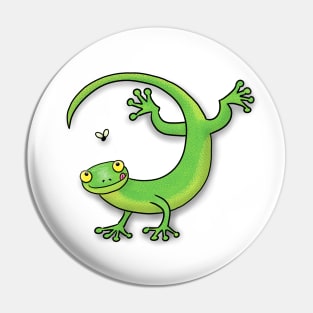 Cute green gecko cartoon Pin