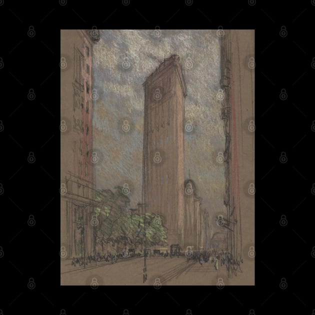 City painting of New York with a view to the Flatiron Building by SLGA Designs