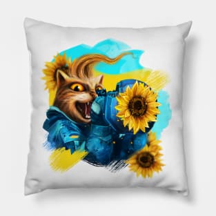 Cat Ukrainian Soldier Pillow