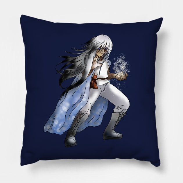 Dark elf druid with ice and snow Pillow by cuisinecat