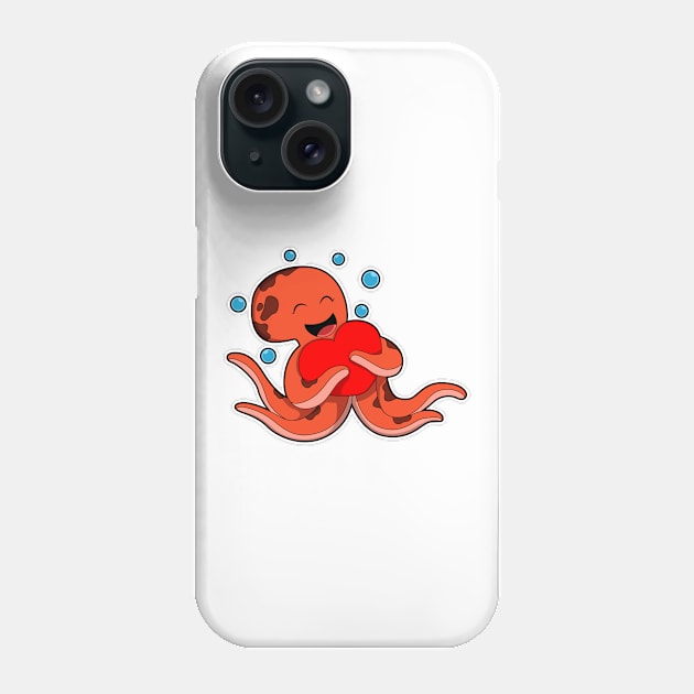 Octopus Love Heart Phone Case by Markus Schnabel