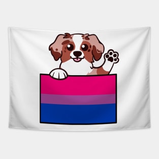 Love is Love Puppy - Red Merle - Bi Pride Flag Tapestry