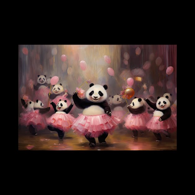 Panda Prima Ballerinas: Graceful Recital in Pink Tutus by MerlinArt