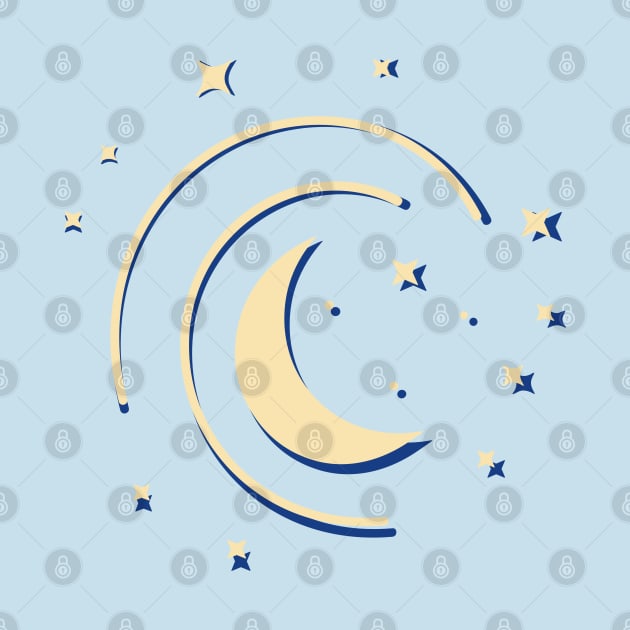 Minimal Moon Logo, Celestial Gothic Planet Night Sky Stars Art by Moonfarer