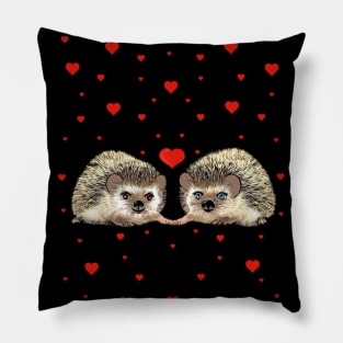 Hedgehog in love, lovers couple cute Pillow