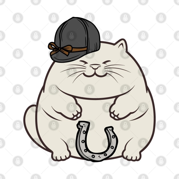 Funny fat cat is ready to ride a horse by Pet Station