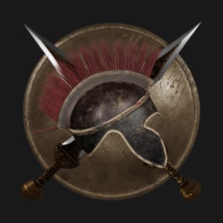 Spartan helmet with swords and shield T-Shirt