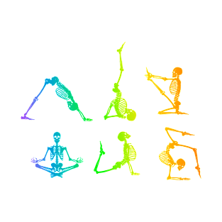 Funny Skeleton Yoga Poses Rainbow Skeleton Fitness T-Shirt