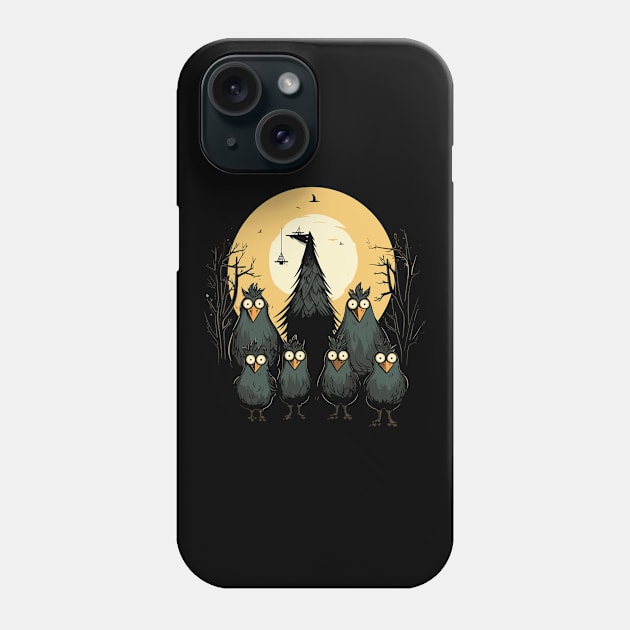 Creepy Halloween Birds T-Shirt, Graphical Spooky Horror Shirt, Dark and Scary Top, Funny Halloween Shirt, Fall TShirt Phone Case by Indigo Lake