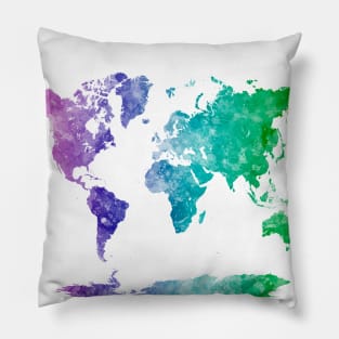 World map in watercolor Pillow