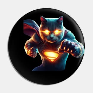 Angry Superhero Cat Pin