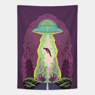 Man being abducted by an alien spaceship Tapestry