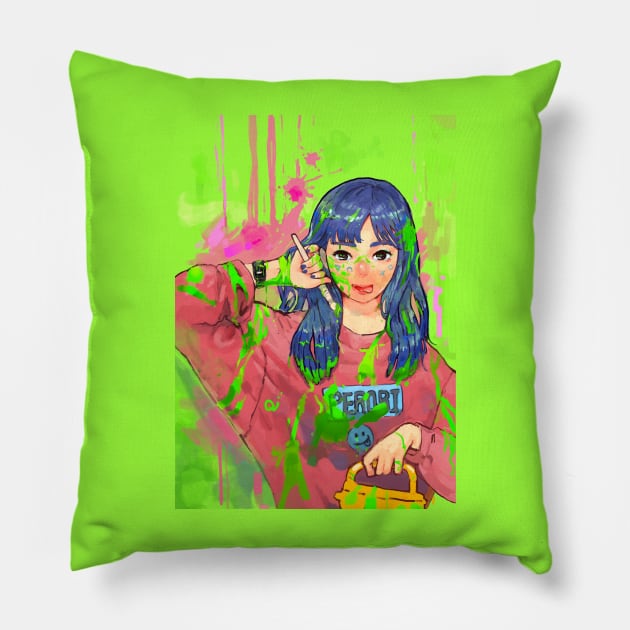 girl illustration Pillow by ronzaemon