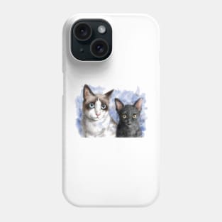 Cat pet portrait watercolor painting Phone Case