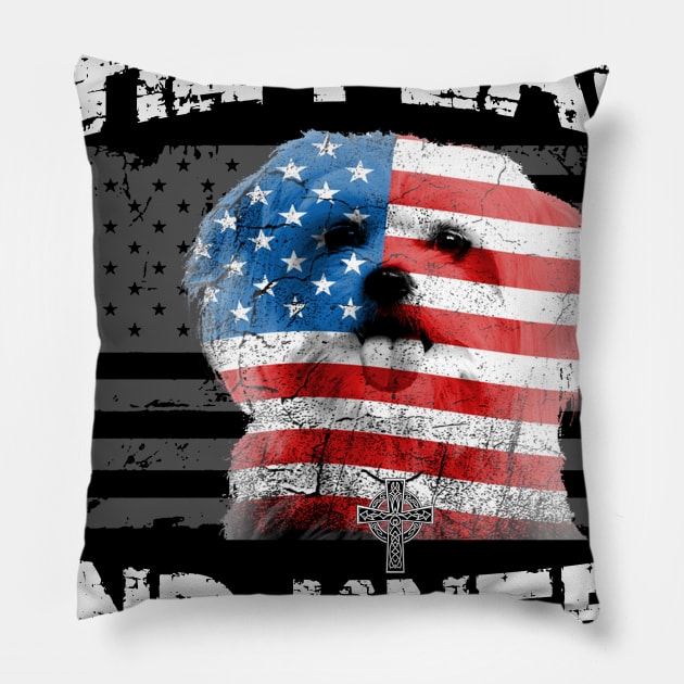 Maltese Dog Stand For The Flag Kneel For Fallen T-Shirt Pillow by DollochanAndrewss