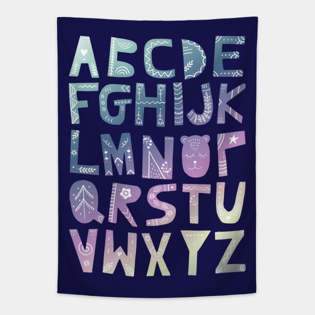 Decorated Alphabet (gradient colors) Tapestry by Ofeefee