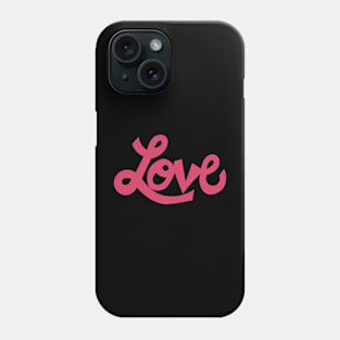 Whimsical Love cartoon illustrated text in dark pink Phone Case