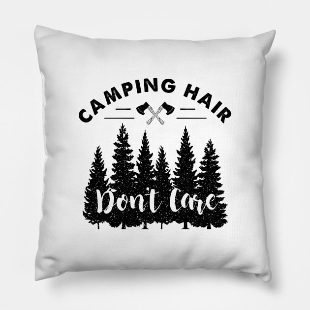 Camping Hair Don't Care. Forest. Nature Pillow by SlothAstronaut