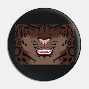 Chocolate Snow Leopard Face Pin