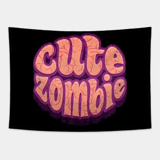 Typographic zombie brain comic style Tapestry