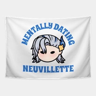 Genshin Impact mentally dating Neuvillette chibi typography | morcaworks Tapestry