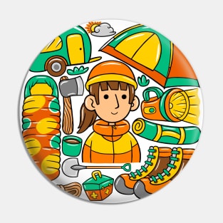 Woman Climber Kawaii Doodle Pin