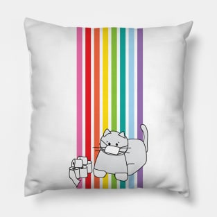 Corona Cat Rainbow Pillow