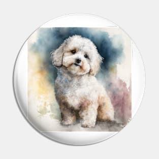 Bichon Frise Watercolour Style Painting Pin